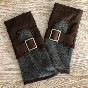 Leather & Knit Fingerless Driving Gloves